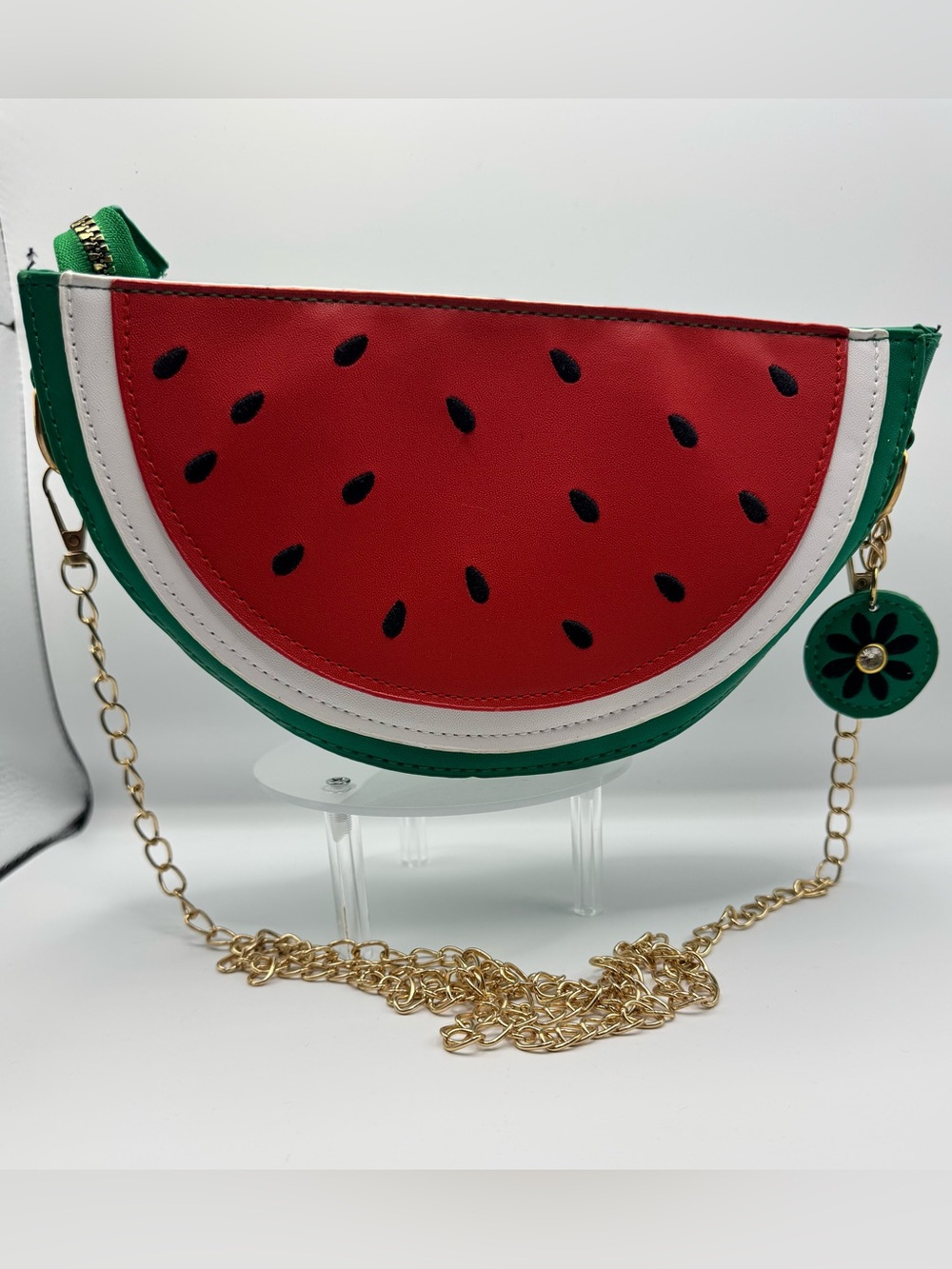 Handmade Watermelon Slice Crossbody Bag - Red/Green NEW
